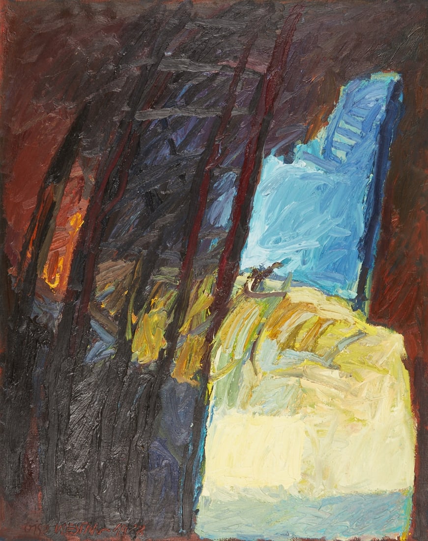 Giso Westing: Giso Westing 1955 Hanover - Sky - (1988) Oil/canvas. 100.5 x 81 cm. Signed and dated lower left: Giso Westing 1988. Westing is a German painter who studied from 1975 to 1982 at the University of Fine 
