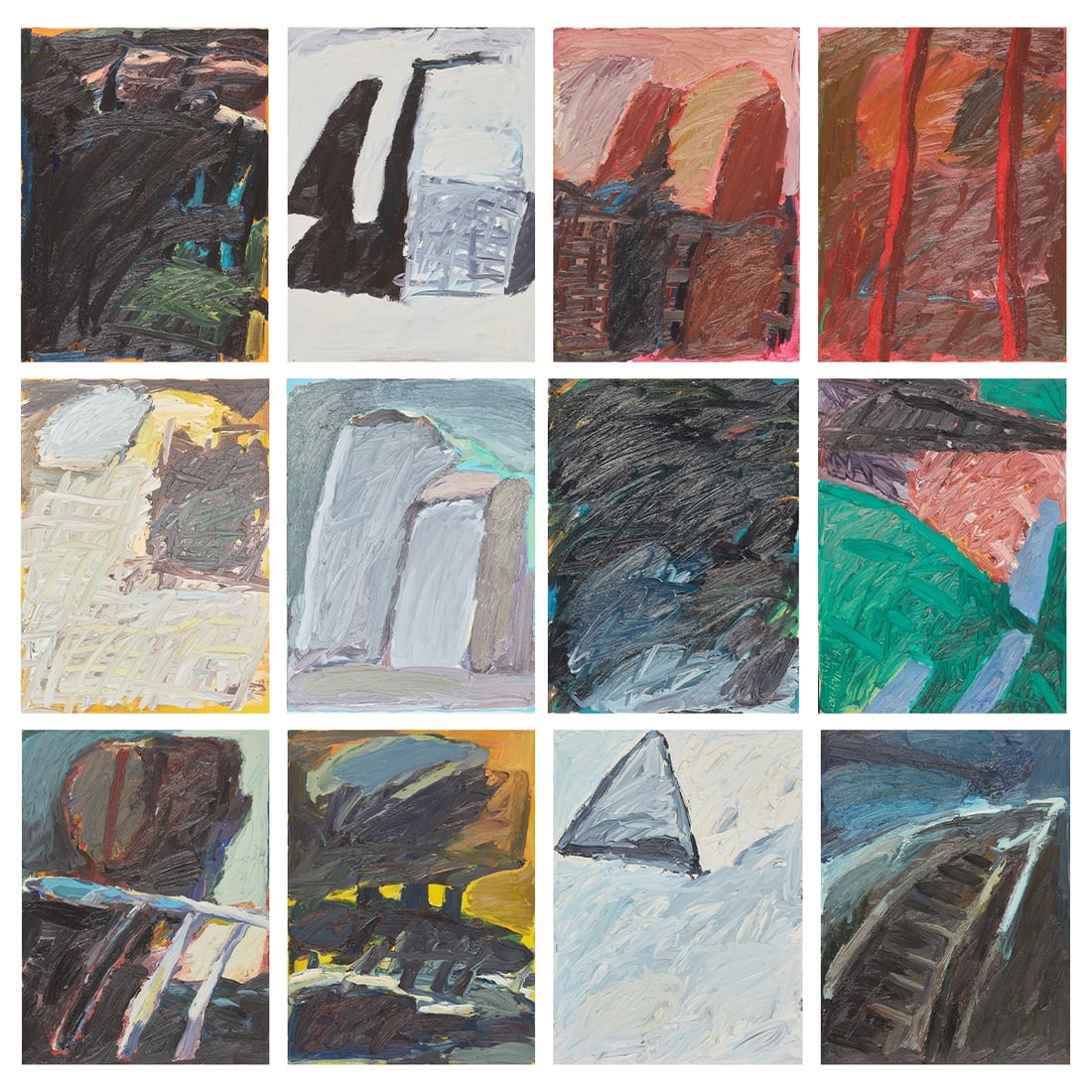 Giso Westing: Giso Westing 1955 Hanover Collection of 12 Paintings - Abstract - (1989) Oil/canvas. Each 40.5 x 30.5 cm, Each 48.5 x 38 cm (dimensions with frame). Each numbered on the reverse: 1 - 12. Framed.