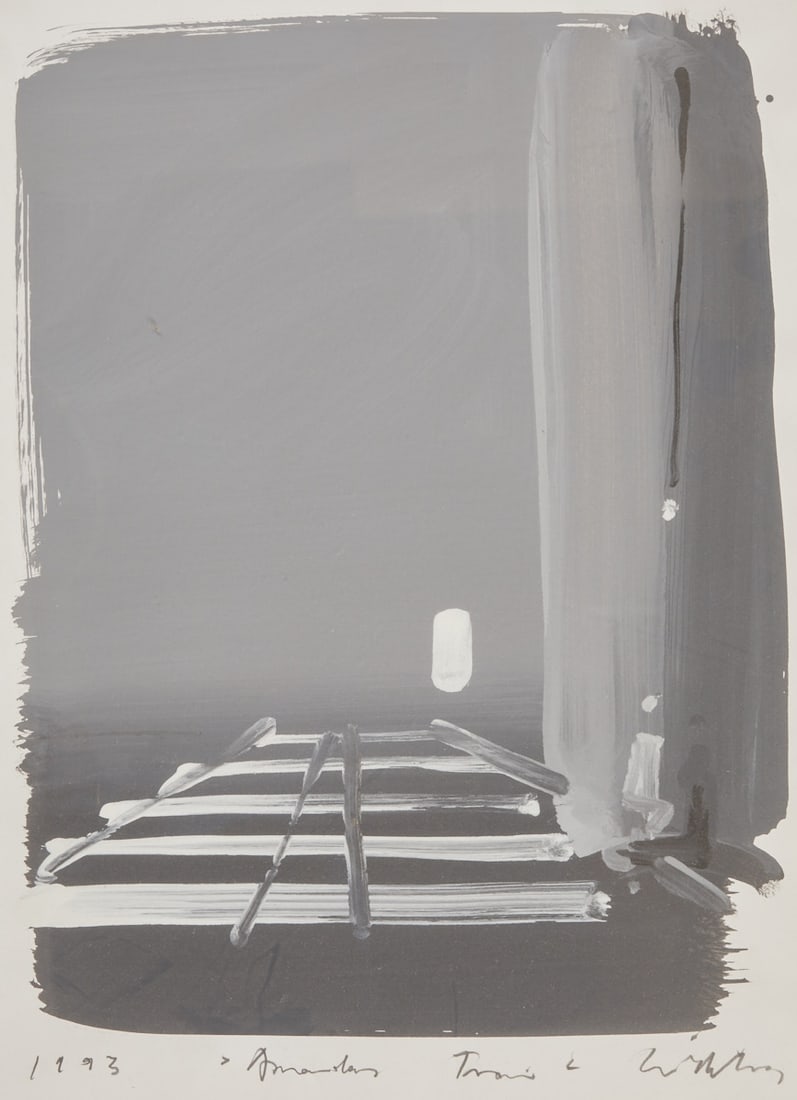 Ben Willikens: Ben Willikens 1939 Leipzig - Space - (1993) Gouache/Paper. 38 x 28 cm (mat opening). Dated lower left: 1993. Titled lower middle: (illegible). Signed lower right Willikens. Mat. Framed under glass.