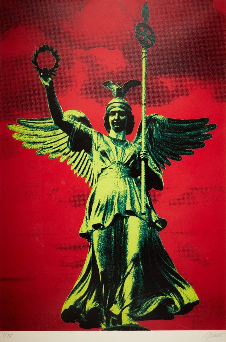 Gerd Winner: Gerd Winner 1936 Braunschweig - 2026 Liebenburg - Victoria (Victory Column, Berlin) - Color serigraph/paper. 31/75. 95.5 x 65.7 cm, 104 x 74 cm (mat opening). 119 x 89 cm (dimensions with frame).