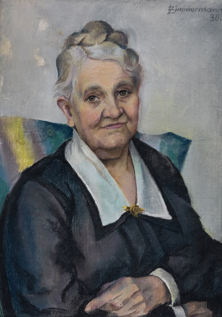 Leni Zimmermann: Leni Zimmermann 1879 Stettin - lived in Hanover - Seated Lady - (1930) Pastel/paper. 66.5 x 47.4 cm (visible size), 78.5 x 59.5 cm (size with frame). Signed and dated upper right: L. Zimmermann,