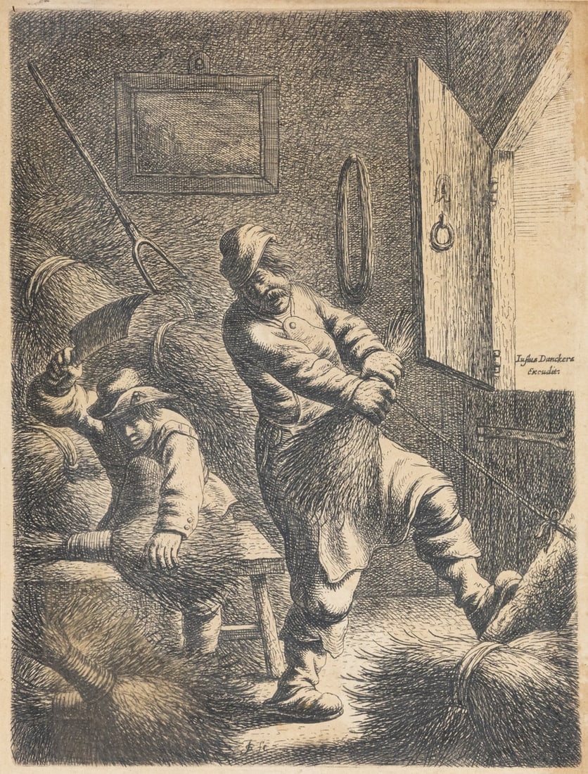 Jan Georg van Vliet: Jan Georg van Vliet 1610 Leiden (Netherlands) - 1668 Sheet from: "Crafts and Arts" - "The Broom Maker" - (1635) Etching/paper. 22 x 16.7 cm (sheet size), 26.5 x 20 cm (overall