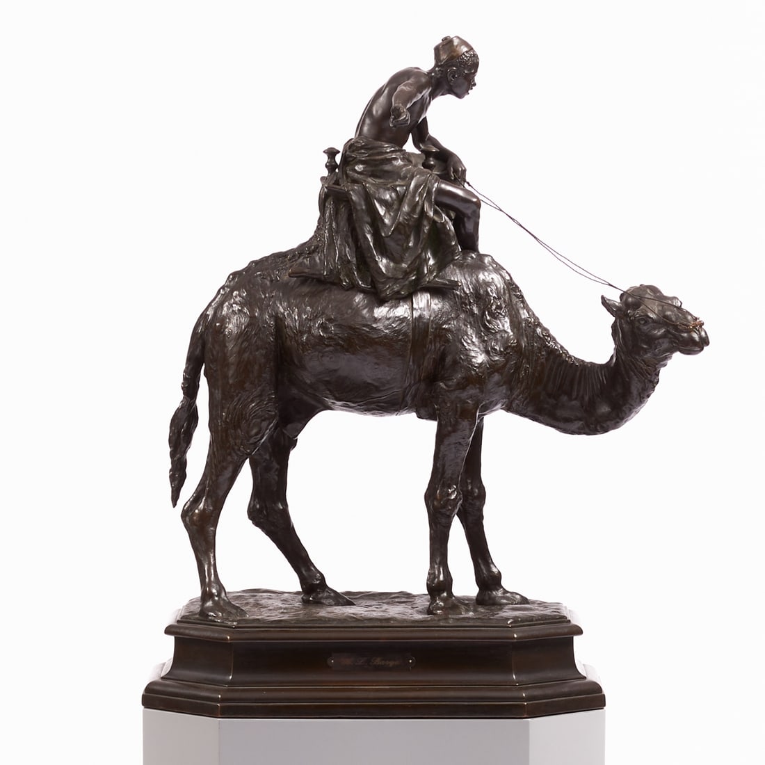 Antoine Louis Barye: Antoine Louis Barye Paris 1795 - 1875 Paris attr. - Rider on Dromedary - Electrotype. Brown patinated. 70/154 x 50 x 34. Unsigned.