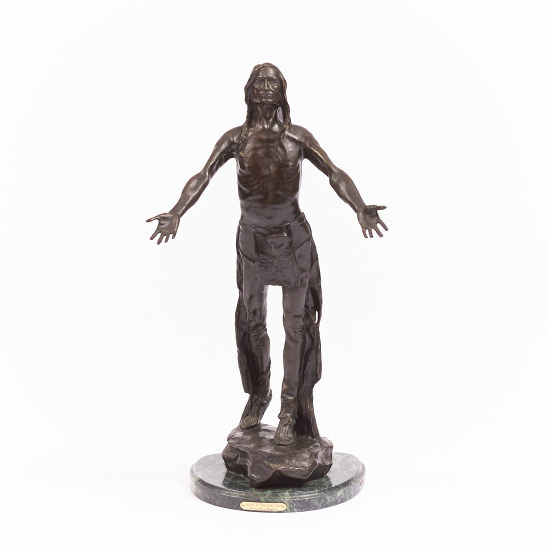 Charles Henry Humphriss: Charles Henry Humphriss 1867 - 1934 -"Appeal to the Great Spirit"- Bronze. Brown patina. Marble. H. w/o base 68.5/72 cm. Signed and dated on the base: C. H. Humphriss 1906.