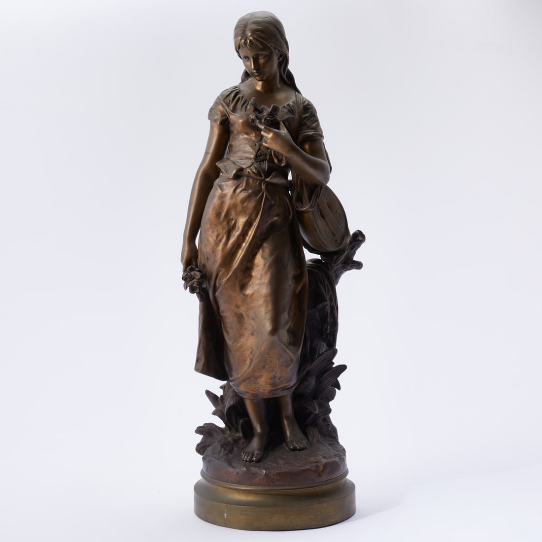 Hippolyte Fran?§ois Moreau: Hippolyte François Moreau 1832 Dijon - 1927 Neuilly-sur-Seine -"Mignon"- Bronze. Brown patina. H. 63.5 cm. Signed on the base: H. Moreau.