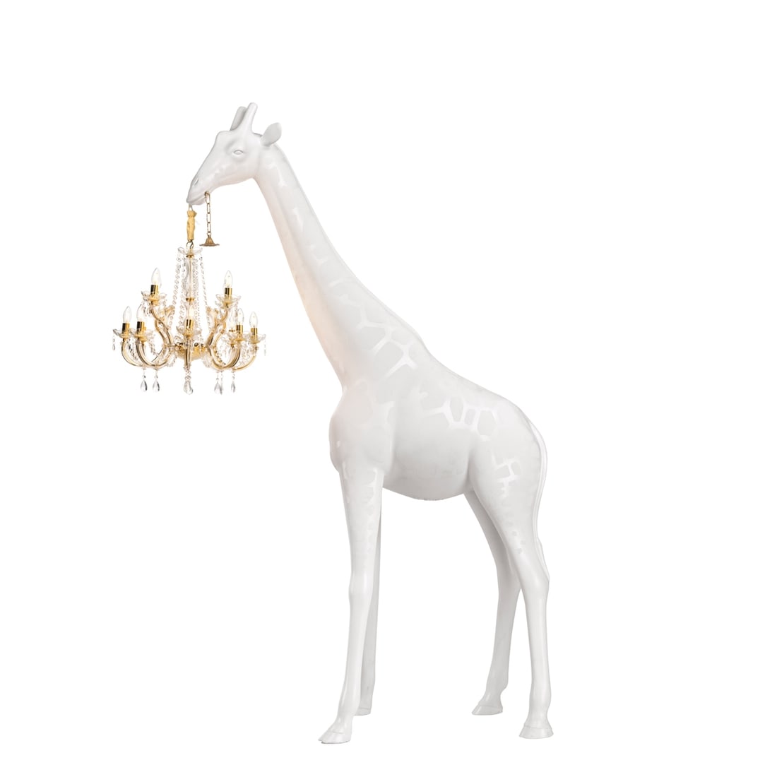 Floor lamp Giraffe in Love M White Indoor - Marcantonio Malerba, Qeeboo: Floor lamp Giraffe in Love M White Indoor - Marcantonio Malerba Qeeboo, Milan. Polyethylene, polycarbonate, glass. Electrified (function without guarantee). 172 x 72.5 cm. H. 265 cm. Designed by