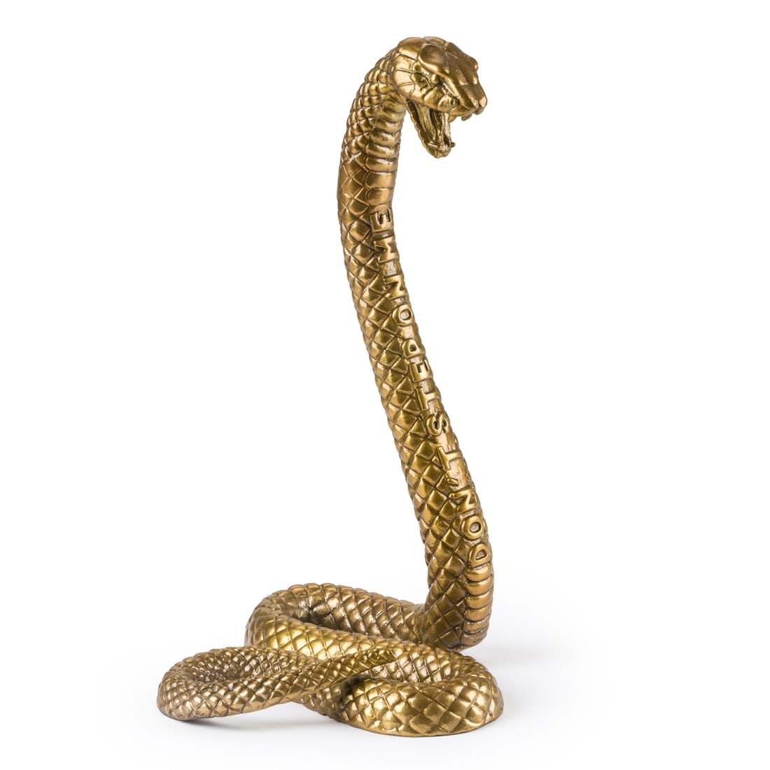 Wunderkammer: Snake 'Don't step on me' - Diesel Living, Seletti: Wunderkammer: Snake "Don't step on me" - Diesel Living Seletti, Cicognara. Aluminum, gold color. 25 x 26 cm. H. 43.5 cm. Designed by Diesel Living from the object series