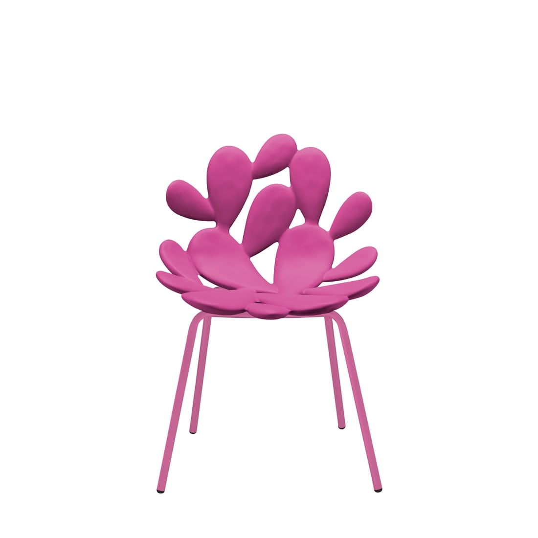 2 Chairs Filicudi Fuxia - Marcantonio Malerba, Qeeboo: 2 Chairs Filicudi Fuxia - Marcantonio Malerba Qeeboo, Milan. Polyethylene, powder-coated steel. 57 x 52 cm. H. 79 cm. Designed by Marcantonio Malerba (b. 1976). Since plant motifs play a rather