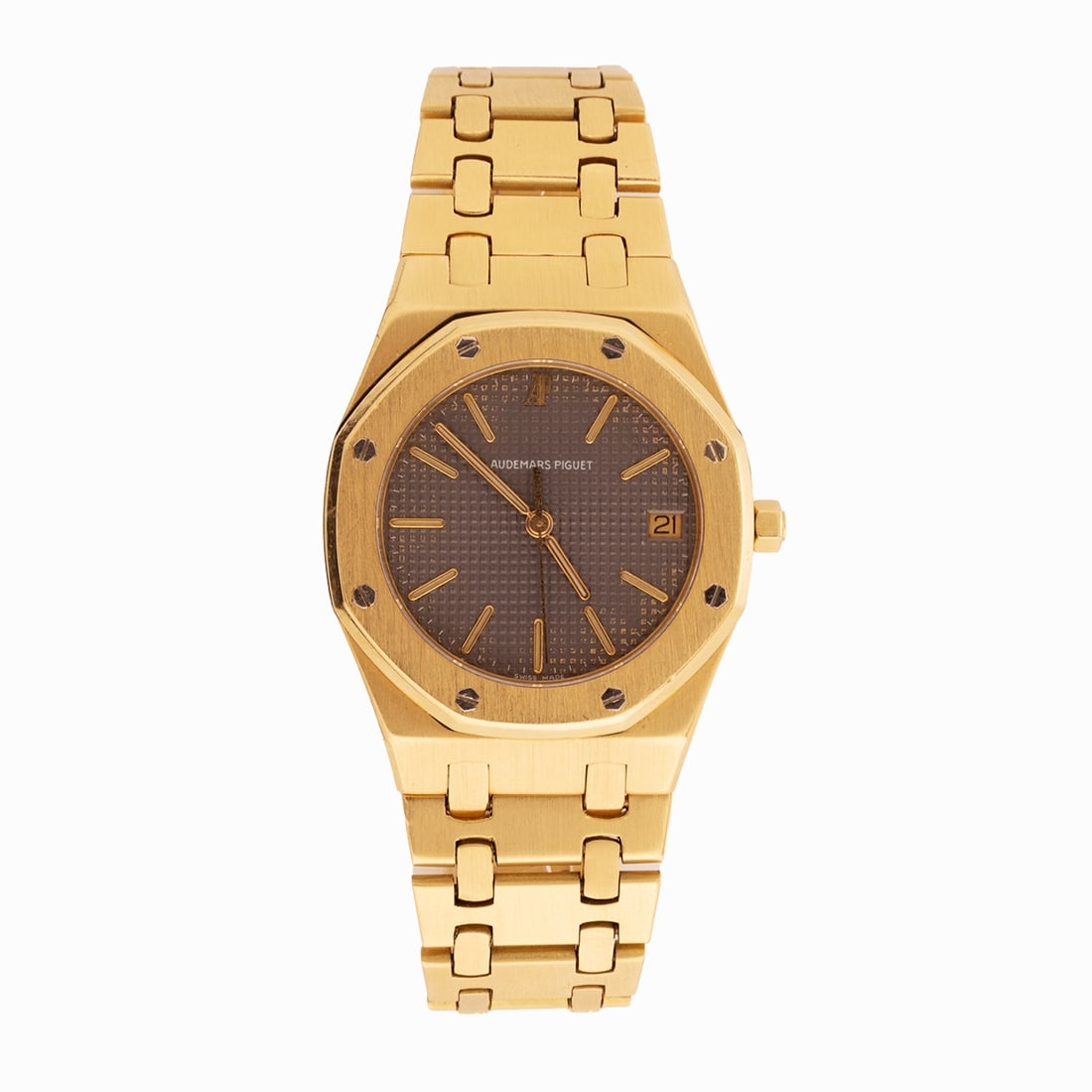 Audemars Piguet - Men's Wristwatch: Audemars Piguet - Men's Wristwatch Audemars Piguet Co., Swiss. Model: Royal Oak. 750/- yellow gold, stamped. Total weight: 161.8 g. Model No. 6023. Movement No. 260363. Case number: B 91736. Ref. No.: