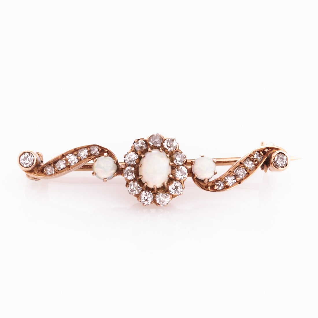Antique brooch with opal and diamonds entoured (1 of 1)
