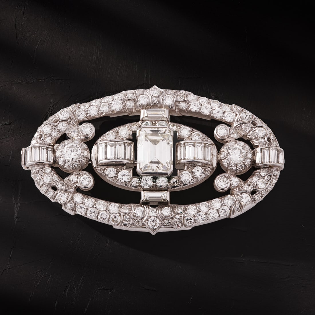 Art Deco Brooch with a Large Diamond (1 of 2)