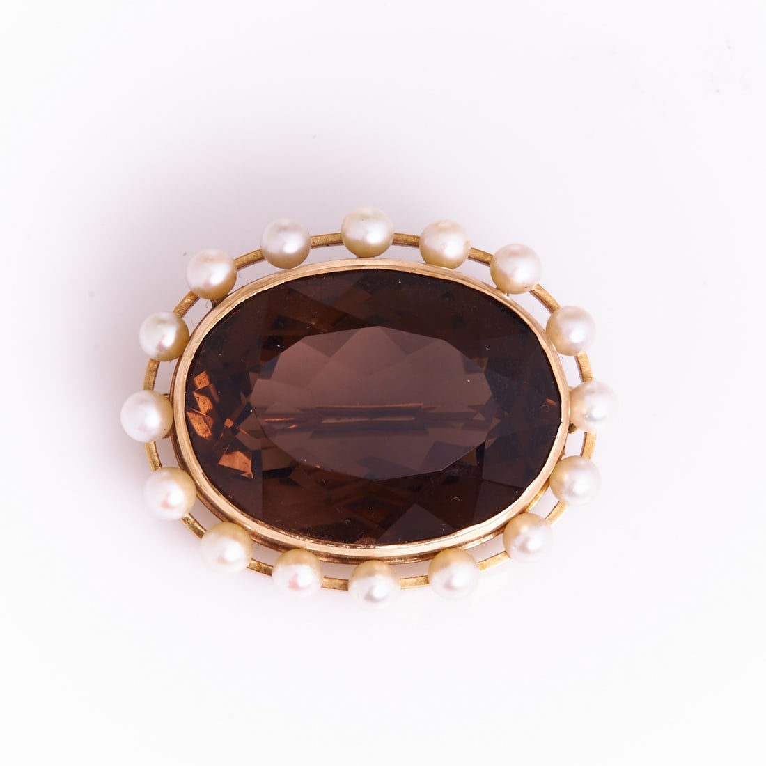 Smoky Quartz Brooch with Pearls (1 of 1)