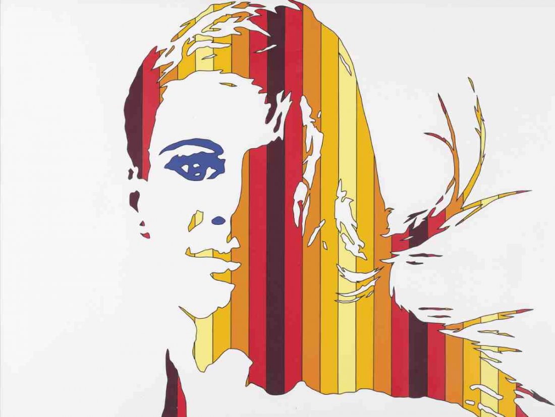 Werner Berges 1941 Cloppenburg - lebt und arb...: Werner Berges 1941 Cloppenburg - lebt und arbeitet in Schallstadt - Mädchenkopf - Farbserigraphie/Papier. 60 x 80 cm. 4/100. Sign. und dat. r. u. Werner Berges '71. Unter Glas gerahmt. Ungeöffnet. B