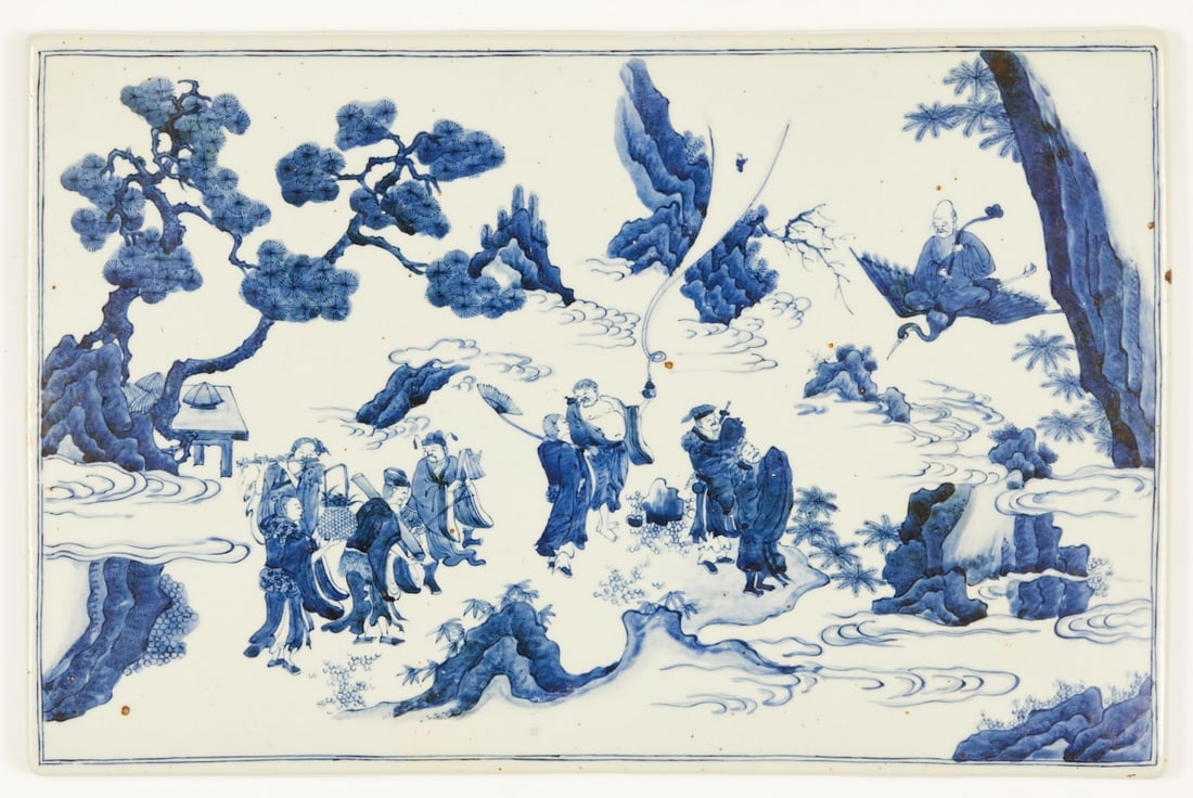 Rare blue-and-white ''Immortals'' porcelain plate (1 of 5)