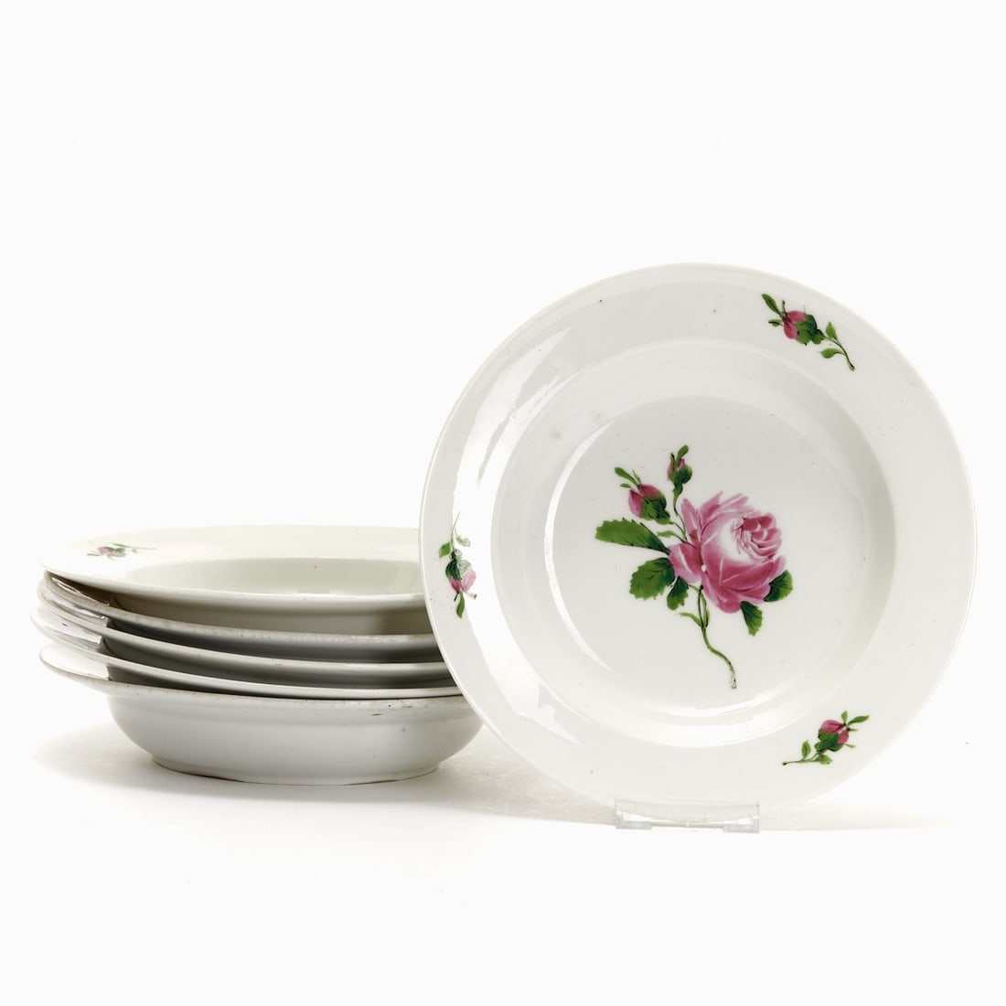 6 Soup Plates - Red Rose, Meissen 1815-1840 (1 of 2)