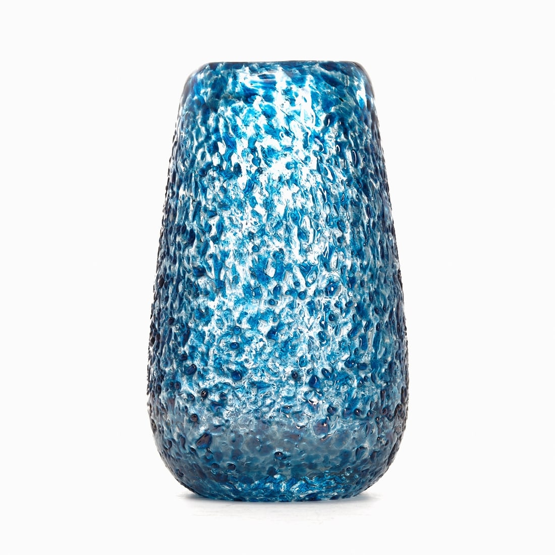 Vase: Vase Thick-walled, colorless glass. Wall with blue powder fusions. Ground pontil mark. H. 15.5 cm, D. of opening: 4.5 cm.