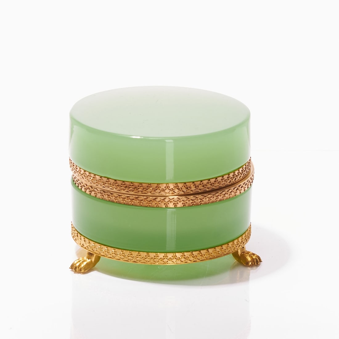 Round lidded box on mounting with lion's feet - Art D?©co. France, circa 1935-1940. (1 of 2)