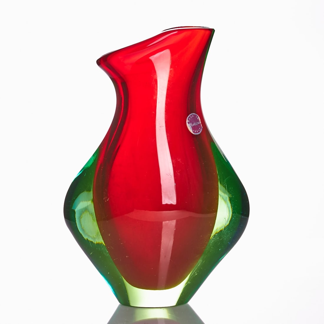 Vase - Sommerso. Uranium glass (apple green). Murano. (1 of 2)
