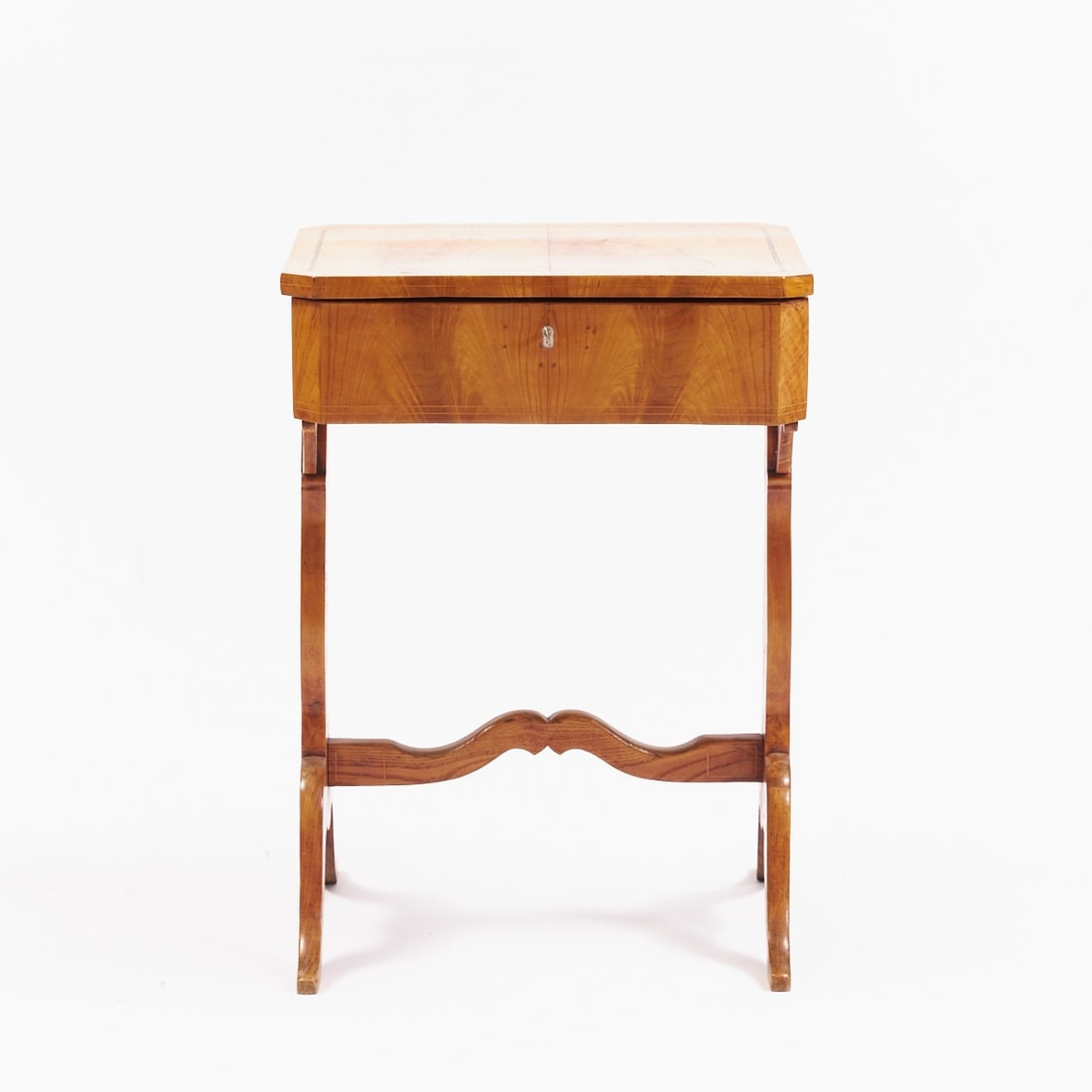 Biedermeier Sewing Table: Biedermeier sewing table Germany, circa 1820/30. Ash. 74 x 53.5 x 40 cm. Damaged.
