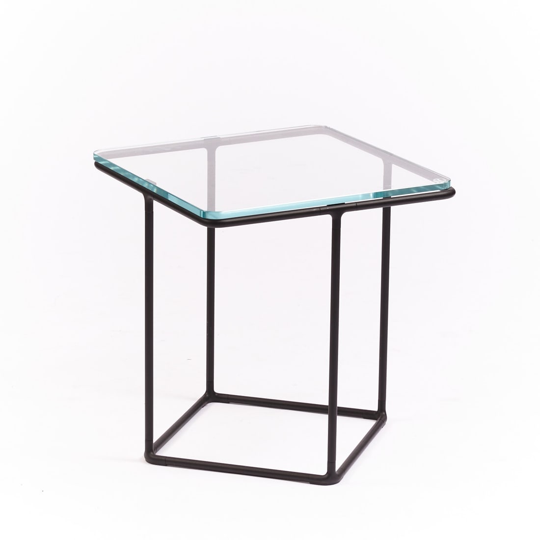 Lemante Coffee Table: Lemante Coffee Table B&B/Italy. Design: Kensaku Oshiro. Matt black lacquered aluminum. Glass. 45 x 45 x 48 cm.