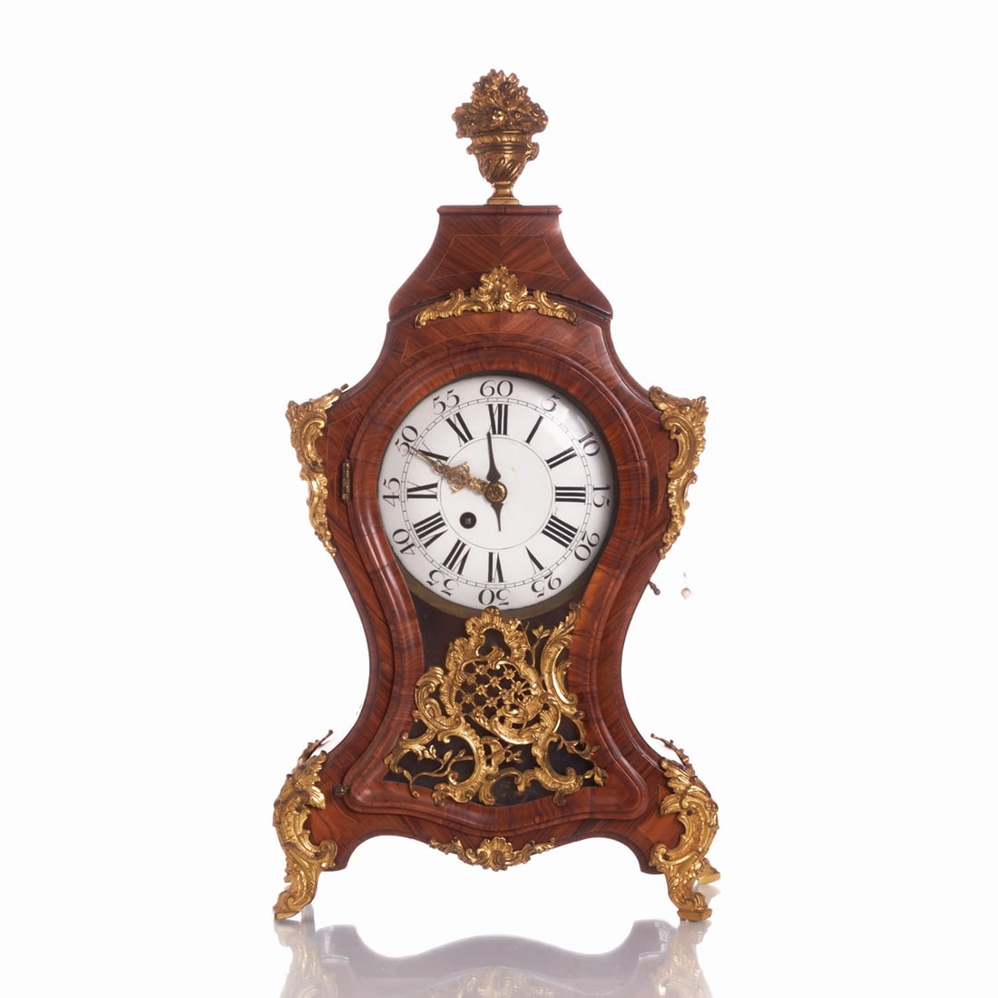 Rare Louis XV Pendulum Clock: Rare Louis XV Pendulum Clock Probably Alessandro Villacroce/Rome, circa 1760. Kingwood. Bronze. H. 58 cm. Striking on two bells. Pendulum. Repetition. Probably alarm. Signed on the movement.