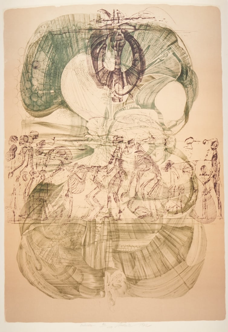 Jiri Anderle: Jiri Anderle 1936 Pavlikov - "Orchid" - (1972) Color lithograph/paper. 91/150. 40 x 29.5 cm, 48 x 32 cm. Titled, numbered, signed and dated lower center: Orchidee 91/150 Anderle 1972. The