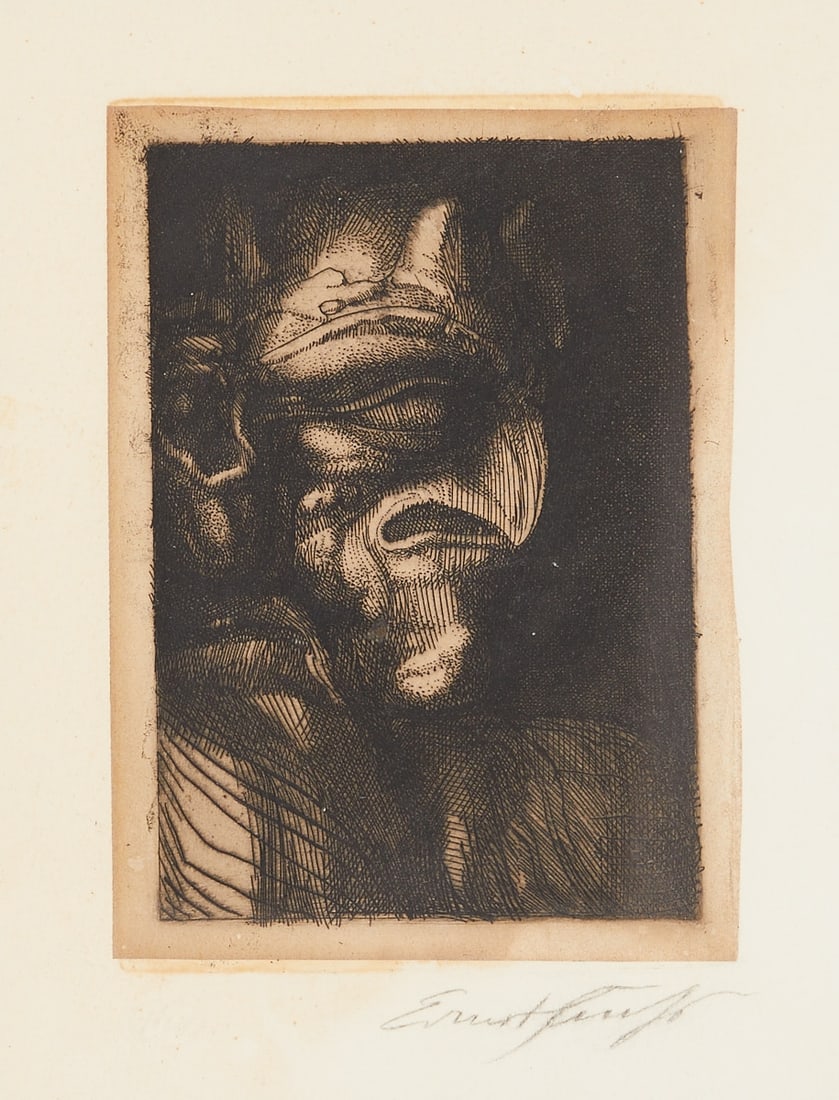 Ernst Fuchs: Ernst Fuchs 1930 Vienna - 2015 Vienna - "Griffon" - (1967) Etching/rolled paper. 13 x 9.8 cm, 34 x 27 cm (dimensions with frame). Signed lower right: Ernst Fuchs. Embossed print lower left: HW. Passe-