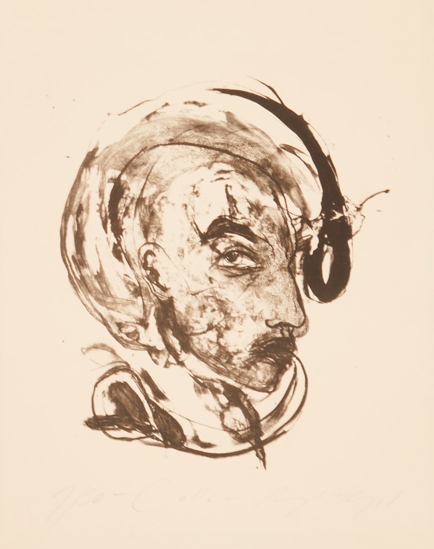 Angela Hampel: Angela Hampel 1956 Räckelwitz - Head - Lithograph/paper. 1/30. 25 x 21 cm, 35 x 28 cm. Signed lower right: Angela Hampel. The sheet is loose.