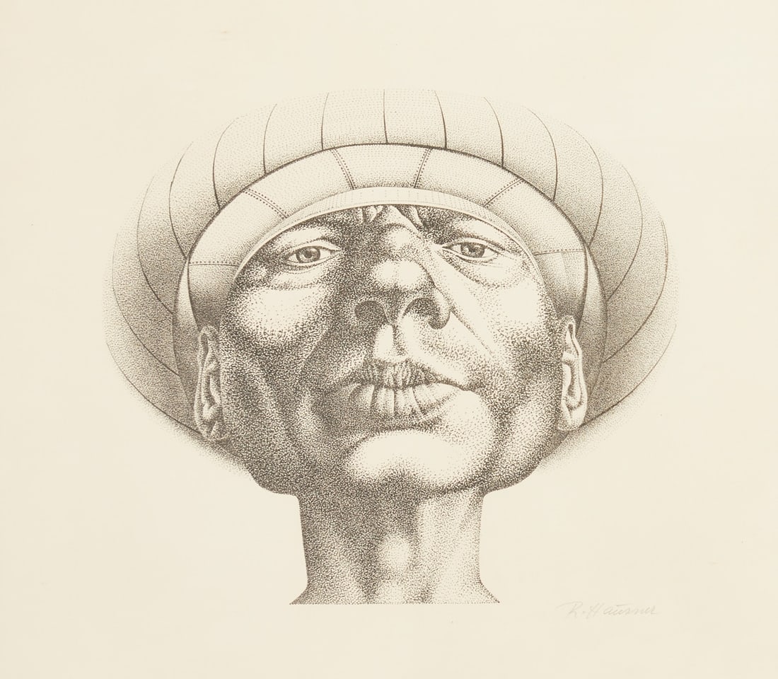 Rudolf Hausner: Rudolf Hausner 1914 Vienna - 1995 Mödling - "Adam well-bled" - Lithograph/paper. 27 x 31 cm, 45 x 48.5 cm (dimensions with frame). Signed lower right: R. Hausner. Framed under glass. Ha