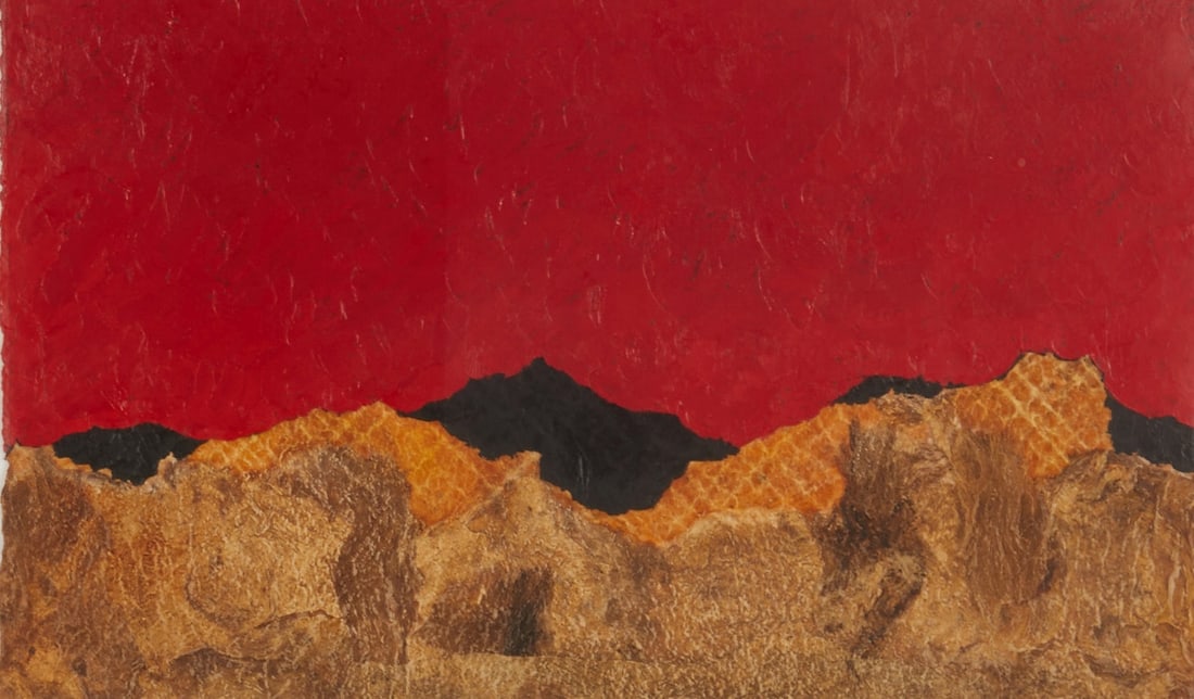Christian Heinrich: Christian Heinrich 1957 Berlin - lives and works in Berlin - "Mars Night II" - Mixed media/laid paper. 25 x 40 cm. 53 x 63 cm (dimensions with frame). Inscribed on the back of the frame. Pas