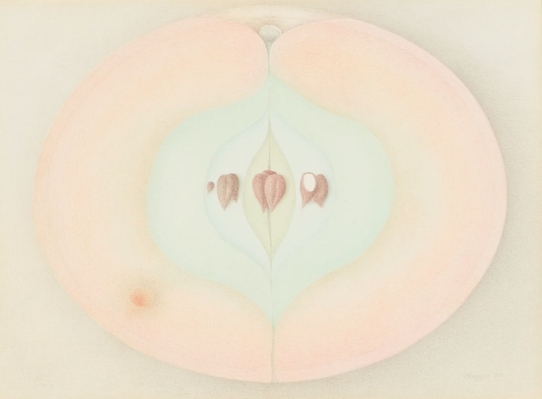 Siegfried Klapper: Siegfried Klapper 1918 Windhoek, Namibia - 2012 St. Christol - Half Apple - (1971) Watercolor and pencil/paper. 14.5 x 20 cm (passe-partout cutout), 34 x 40 cm (dimensions with frame). Signed and