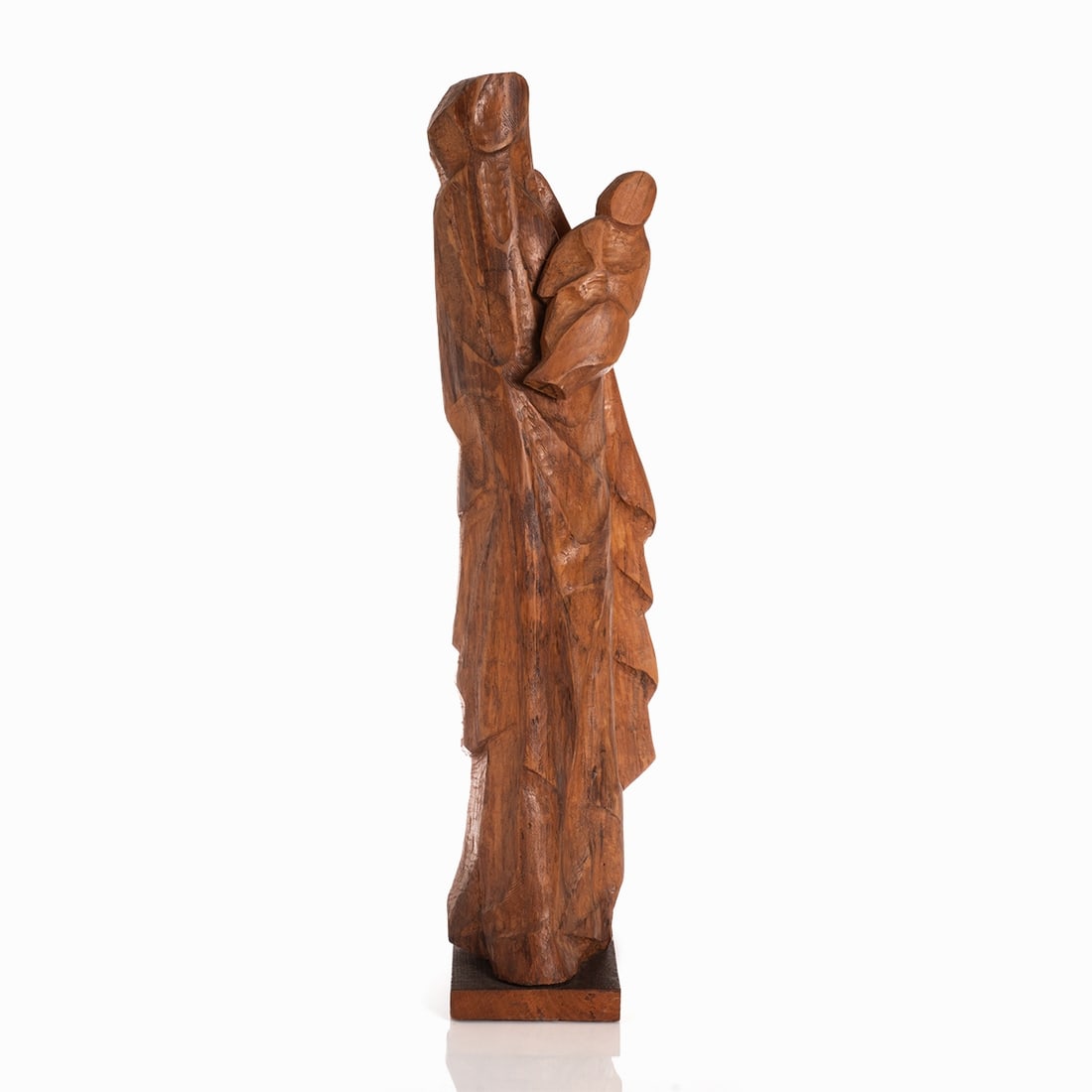 20th Century Artist: 20th Century Artist - Abstract Madonna with Child - Oak. H. without/with base: 74/77.5 cm.