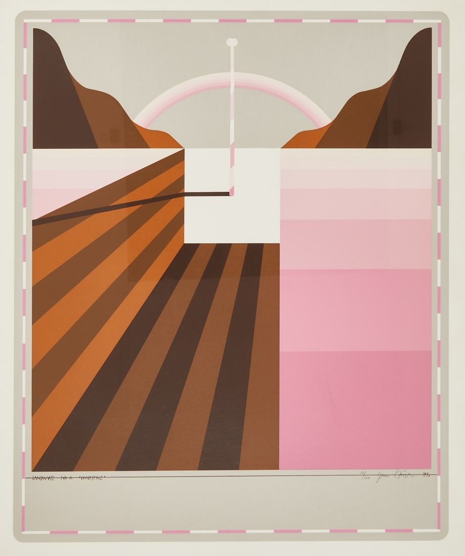 Jens Lausen: Jens Lausen 1937 Hamburg - 2017 Hamburg - Map No. 12 "Windstill" - (1970) Color serigraph/paper. 20/100. 60.5 x 50 cm, 75.5 x 56 cm (sheet size), 78.5 x 58.5 cm (size with frame). Signed