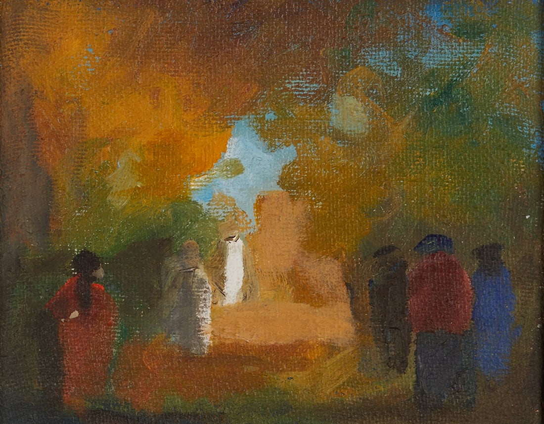 Werner Lichtner-Aix: Werner Lichtner-Aix 1939 Berlin - 1987 Munich - "Salon" - (1983) Oil/canvas. 19.5 x 24.5 cm, 29.5 x 34.5 cm (size with frame). Dated, signed, titled, numbered and inscribed on the reverse: