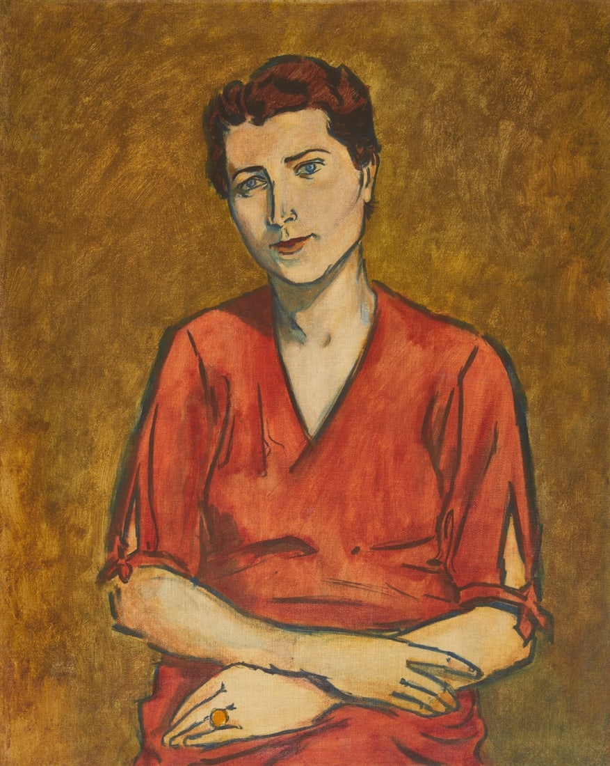 Kurt Scheele: Kurt Scheele 1905 Frankfurt/Main - 1944 Smolensk - Portrait of a young woman - Oil/canvas. 92 x 73 cm. On the reverse with the estate stamp. Next to it with remains of a label. There numbered: Ö