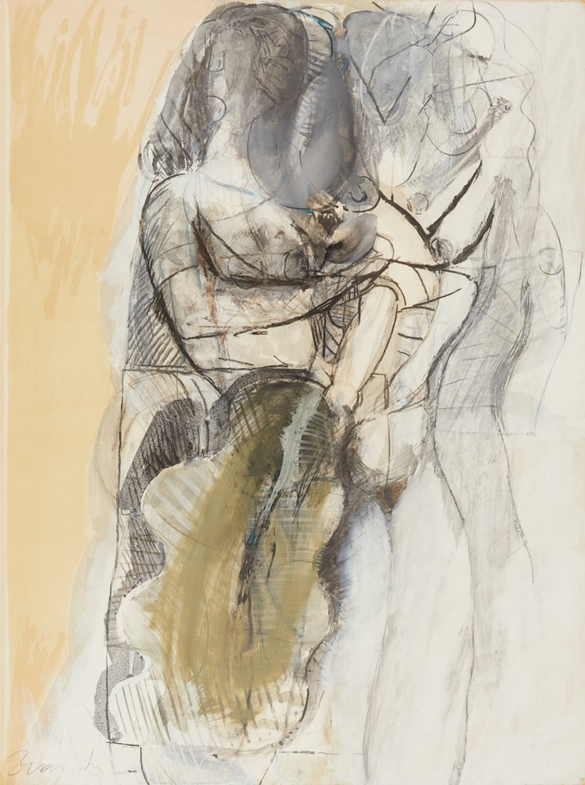 Rolf Szymanski: Rolf Szymanski 1928 Leipzig - 2013 Berlin - "The Parameters" - Acrylic and charcoal on lithograph (proof before edition)/paper. 75.5 x 56.3 cm (sheet size). 79 x 58.5 cm (size with frame).