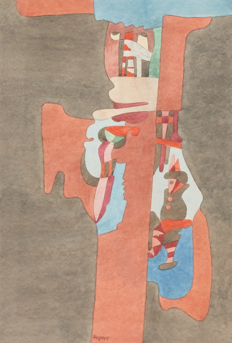 Erich Wegner: Erich Wegner 1899 Gnoien - 1980 Hanover - Figure - Watercolor/paper. 32 x 22 cm (mount opening), 41.5 x 31.3 cm (dimensions with frame). Signed lower center: Wegner. Mount. Framed under glass. -