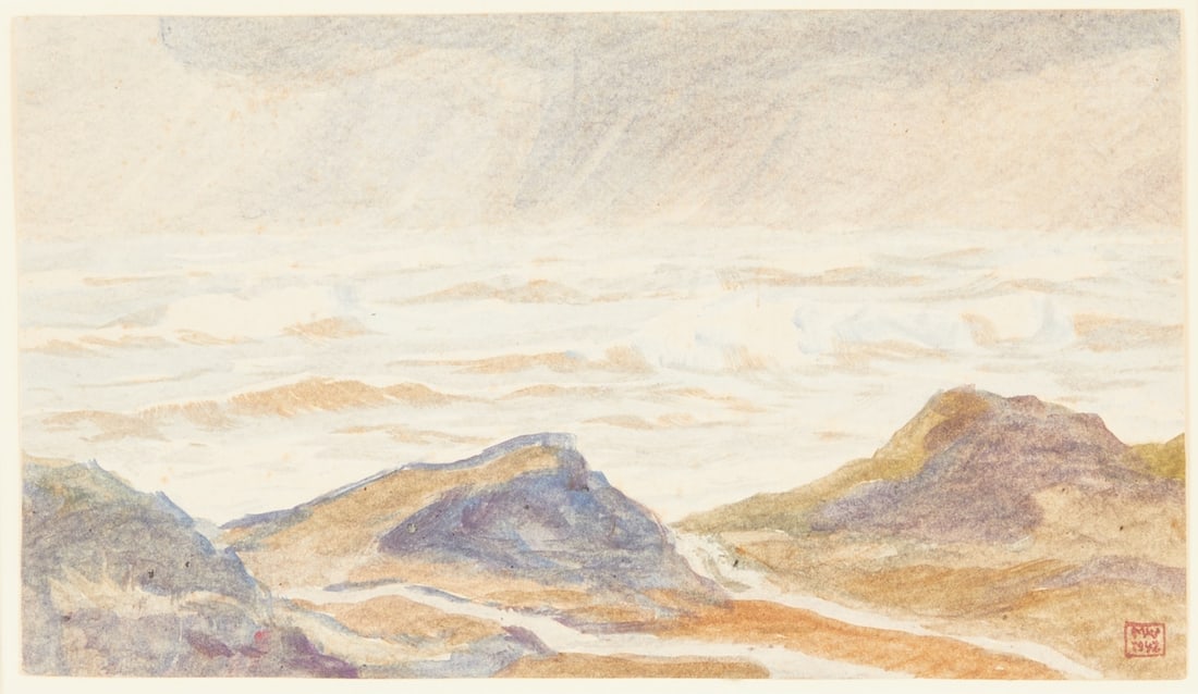 Magnus Weidemann: Magnus Weidemann 1880 Hamburg - 1967 Keitum/Sylt - "Stormy Sea" - (1942) Watercolor/paper. 13.5 x 23.8 cm, 22.4 x 33 cm (dimensions with frame). Monogrammed and dated lower right: MW /