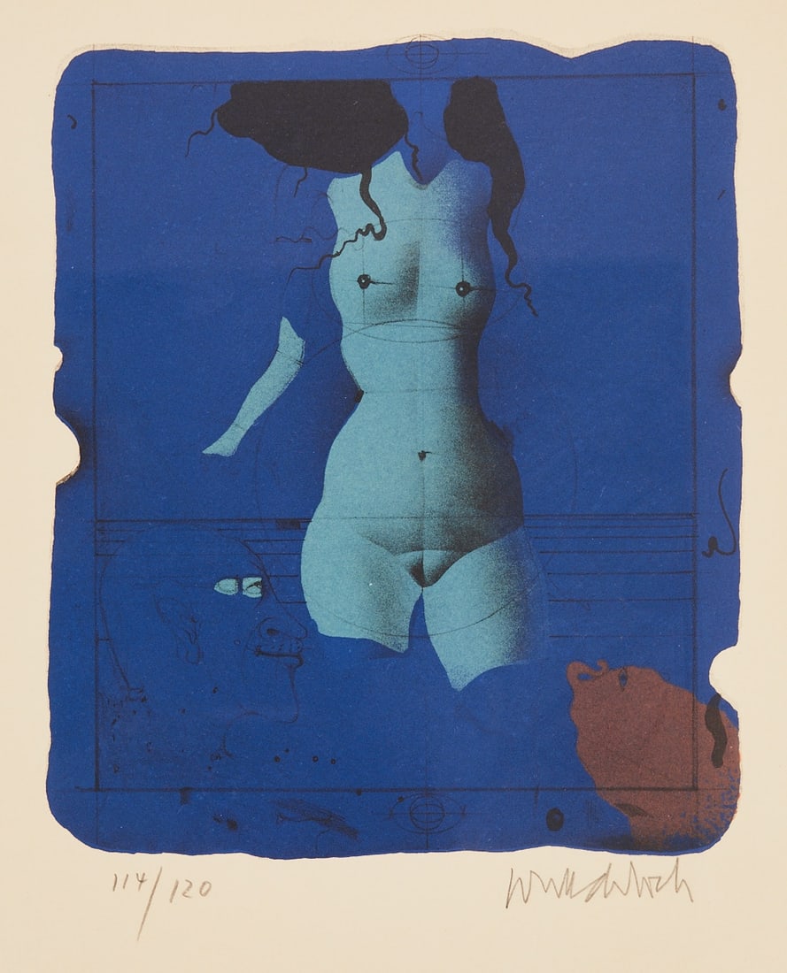 Paul Wunderlich: Paul Wunderlich 1927 Eberswalde - 2010 Saint-Pierre-de-Vassols - "Small Family" - (1972) Color lithograph/paper. 114/120. 22 x 19 cm, 42.5 x 34.5 cm (dimensions with frame). Signed lower rig