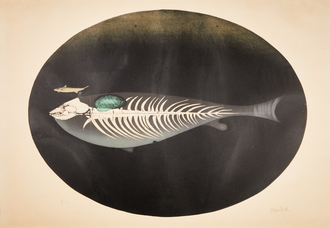 Paul Wunderlich: Paul Wunderlich 1927 Eberswalde - 2010 Saint-Pierre-de-Vassols - "Fish for Kiel" - (1980) Color lithograph/paper. E. A. 56 x 75 cm, 64 x 90 cm (sheet size), 68 x 94.5 cm (size with frame). S