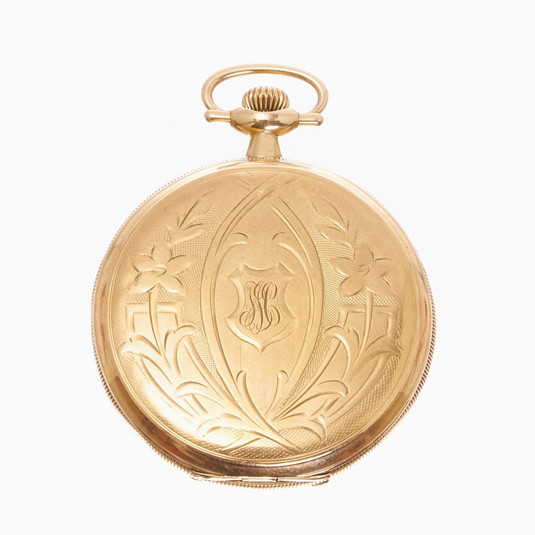 Waltham Savonette: Waltham Savonette American Waltham W. Co. 585/- yellow gold, hallmarked. Total weight: 64.2 g. Dial marked: Waltham U.S.A. Case marked: American Waltham U.S.A. Traveler. 7 Jewels. Dust cover marked: