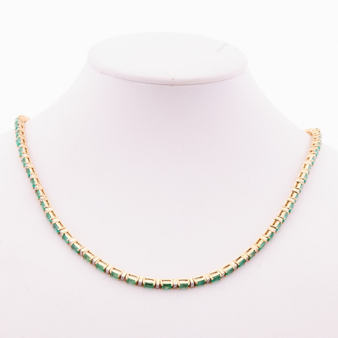 Tennis Necklace with Emeralds and Diamonds (1 of 1)