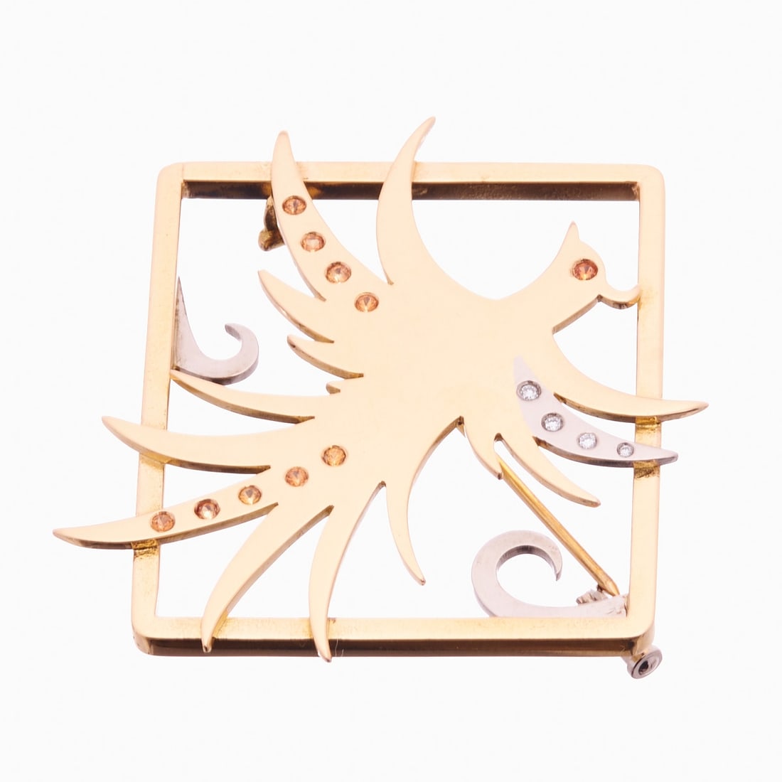 RAIMO NIEMINEN - Significant Design Brooch 'PHOENIX', unique piece: RAIMO NIEMINEN - Significant Design Brooch "PHOENIX", unique piece Finland. Design: Raimo Nieminen. Execution: Atelier R. Nieminen, Helsinki, circa 2000. Model: "PHOENIX". Unique piece. 750/- white