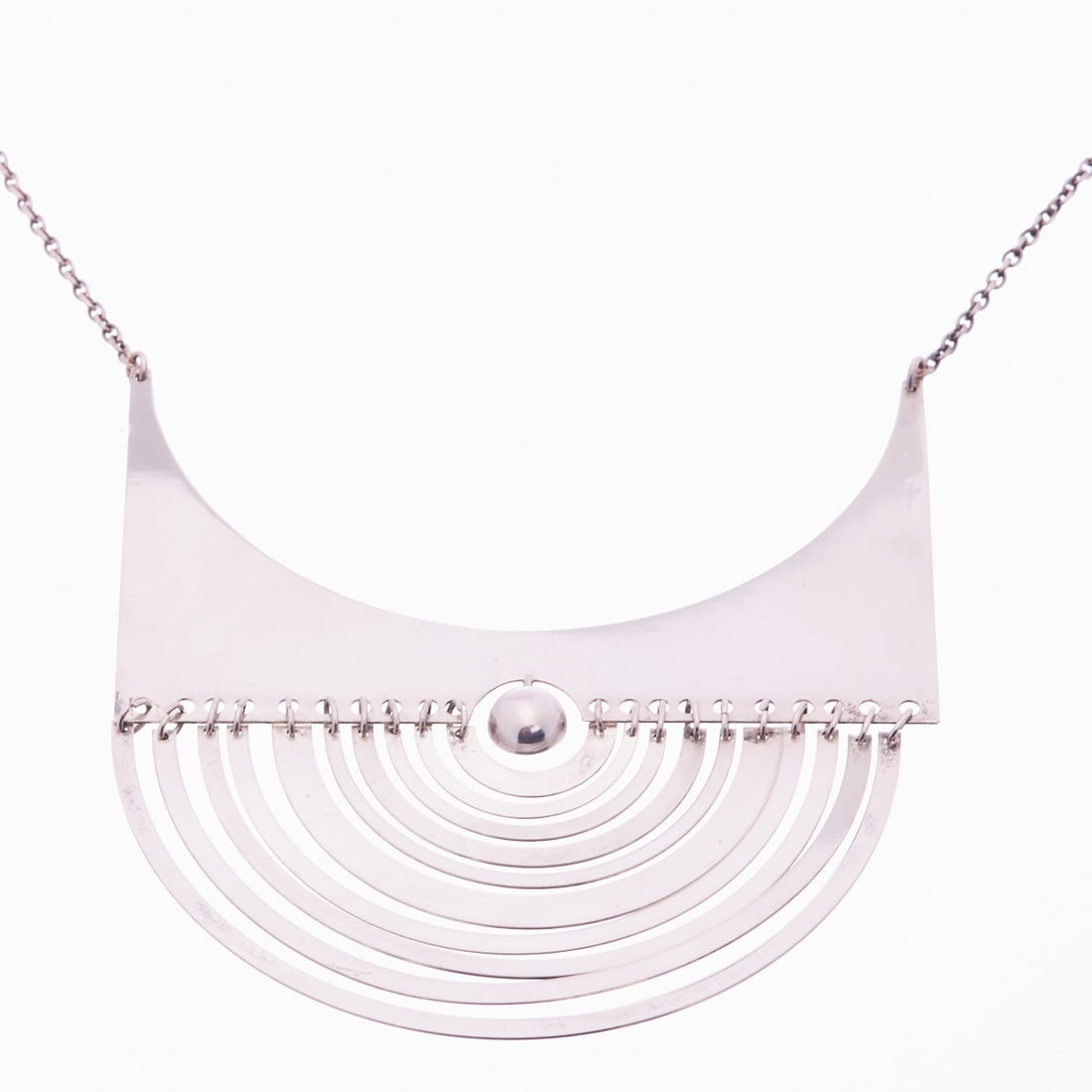 TAPIO WIRKKALA - Significant Necklace 'PUOLIKUU' (Half Moon): TAPIO WIRKKALA - Significant Necklace "PUOLIKUU" (Half Moon) Finland. Year of design: 1971. Design: Tapio Wirkkala (1915-1985). Execution: Nils Westerback, Helsinki 1972. Model: "PUOLIKUU" (Half