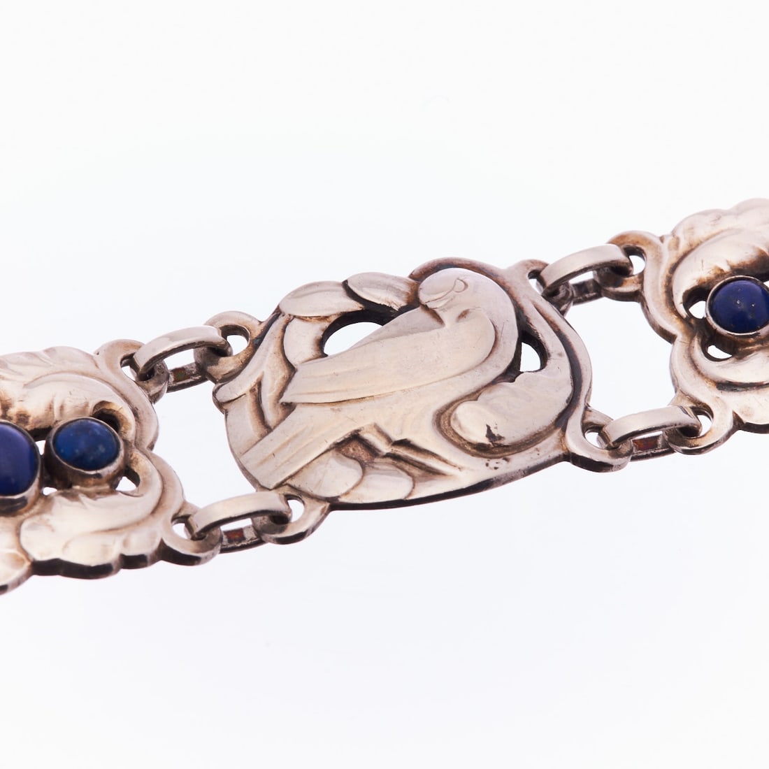 GEORG JENSEN - Significant Art Nouveau Bracelet Model 14 with Lapis Lazuli: GEORG JENSEN - Significant Art Nouveau Bracelet Model 14 with Lapis Lazuli Company Georg Jensen, Denmark. Design: Kristian M?¸hl-Hansen (1876-1962). Execution: Georg Jensen, Copenhagen 1915-1919.