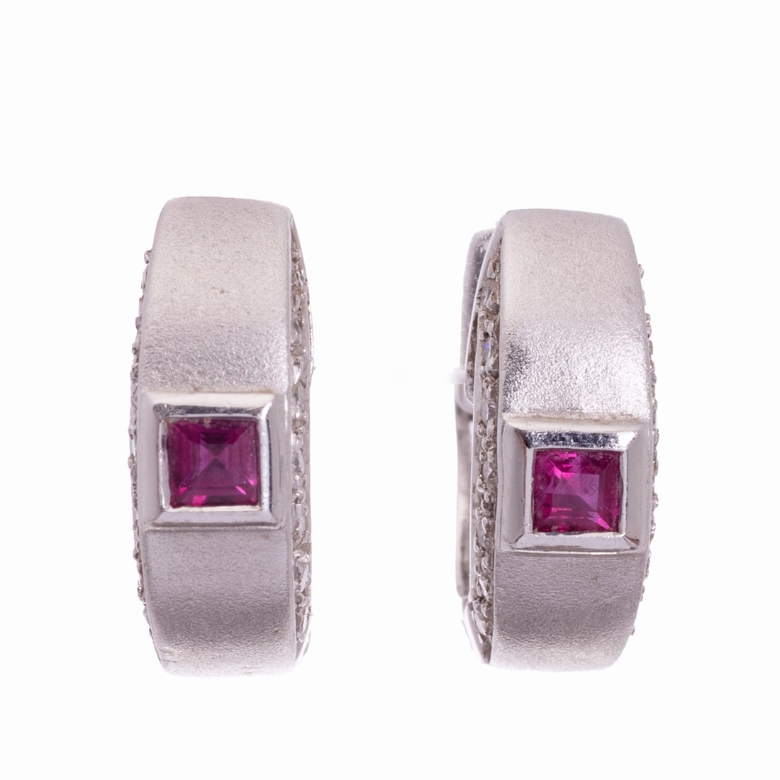Pair of ruby and brilliant-cut diamond hoop earrings (1 of 2)