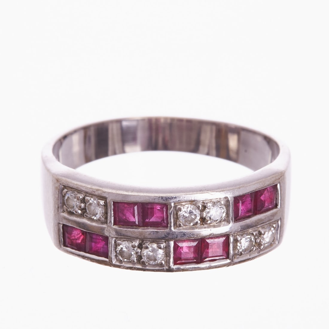 Ruby and brilliant-cut diamond band ring (1 of 2)