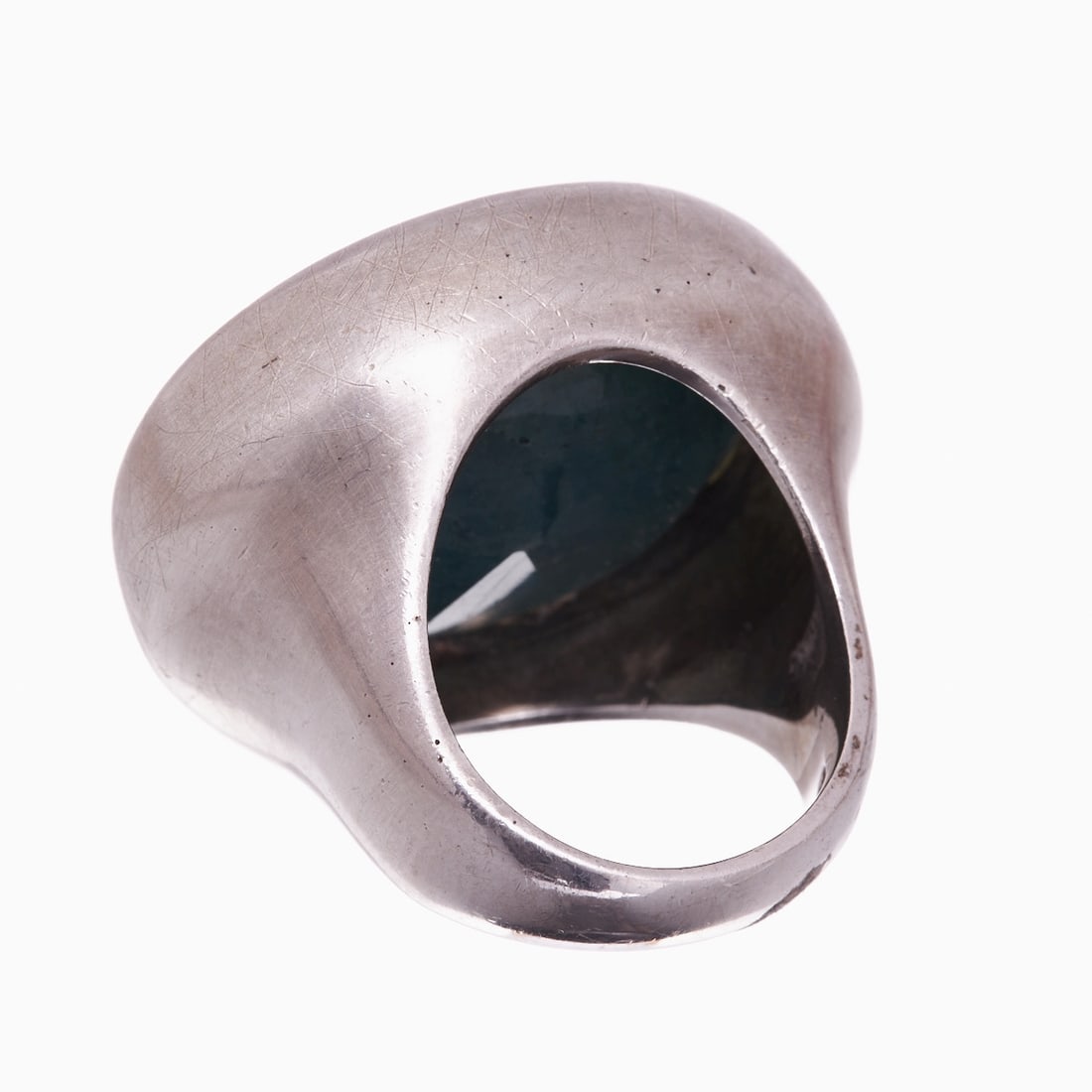 Silver ring with oval emerald - 2