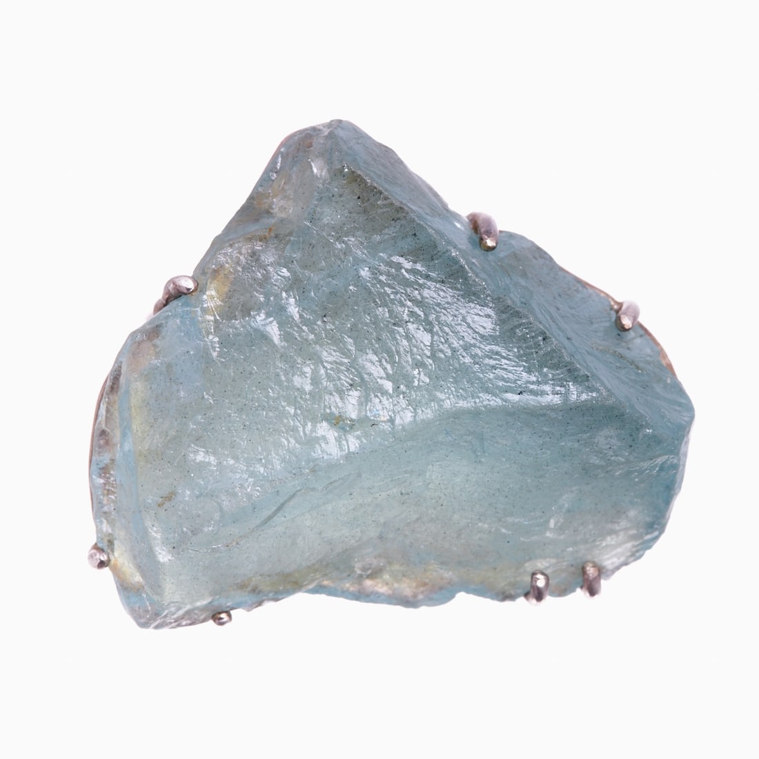 Silver ring with large raw aquamarine stone (1 of 2)