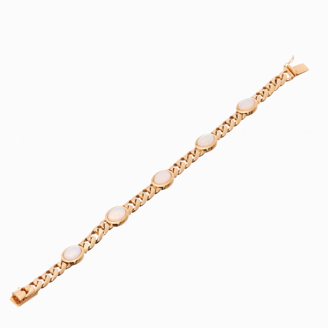 Curb Chain Bracelet with Opal Cabochons (1 of 1)